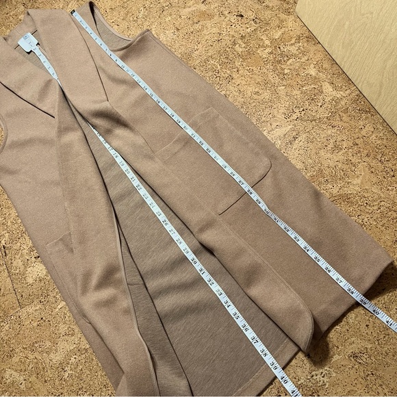 Joie Tan Josie Long Open Duster Cardigan Vest Sz L - Picture 9 of 10